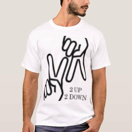 2 naar boven, 2 naar beneden t-shirt (Voorkant)