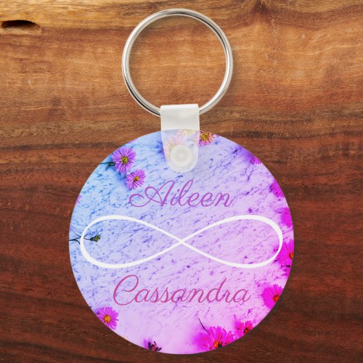 2 Namen Eenvoudig Infinity Symbool Vrienden Bloeme Sleutelhanger (Voorkant)