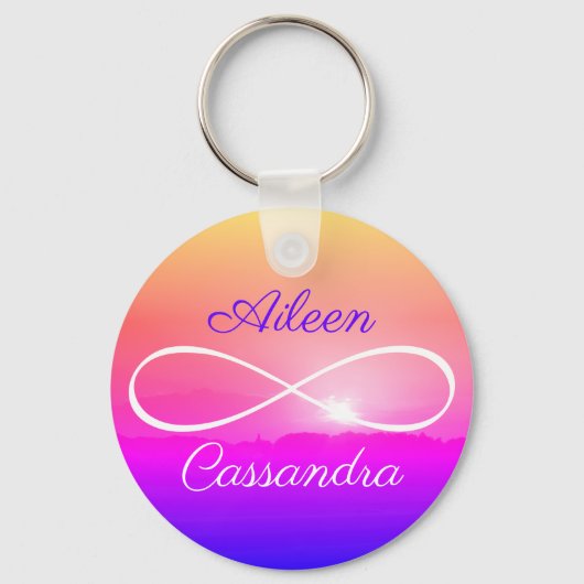 2 Namen Eenvoudige Infinity Symbool Vrienden Rainb Sleutelhanger (Voorkant)