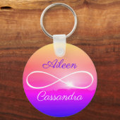 2 Namen Eenvoudige Infinity Symbool Vrienden Rainb Sleutelhanger (Voorkant)