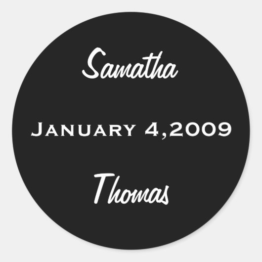 2 Namen met Date Black White Sticker (Voorkant)