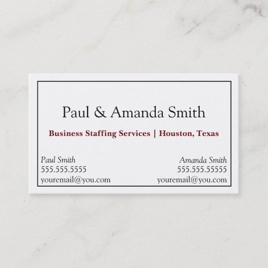 2 Namen met zwarte rand, QR-code en logo Visitekaartje (Voorkant)