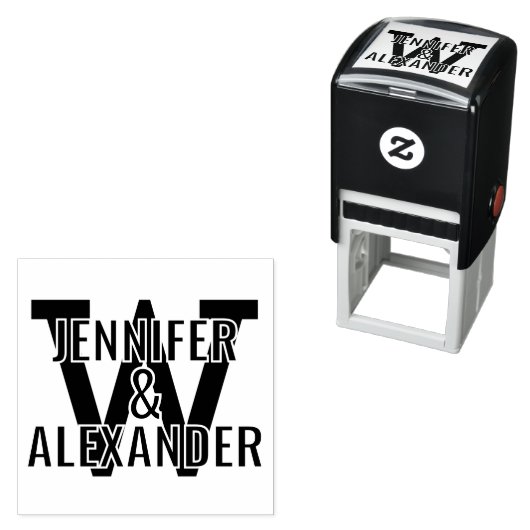 2 Namen over eenvoudige vette enkele initiaal mono Zelfinktende Stempel (In situ)