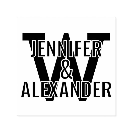 2 Namen over eenvoudige vette enkele initiaal mono Zelfinktende Stempel (Design)