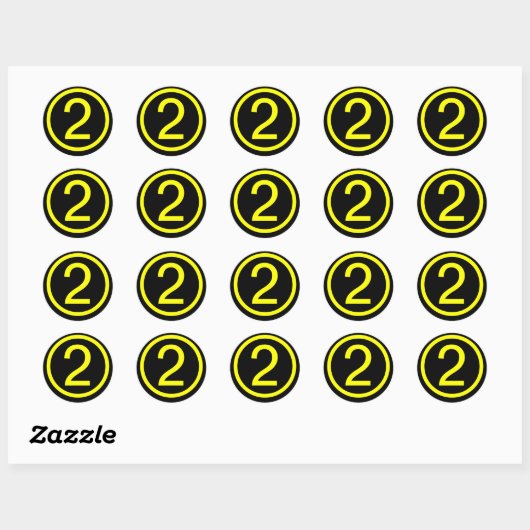 2 - nummer twee ronde sticker (Vel)