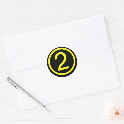 2 - nummer twee ronde sticker (Envelop)