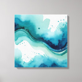 2. Ocean drift blauw waterverf splash art Canvas Afdruk
