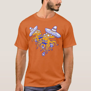 2 Octopus meican cultuur hoed muziek band team ple T-shirt