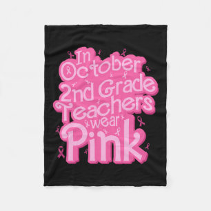 2 oktober Leraar Draag roze borstkanker Fleece Deken