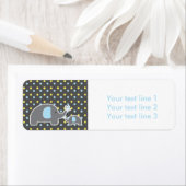 2 Olifanten Baby shower Blauw Moderne Adresetikett Etiket (Insitu)