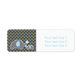 2 Olifanten Baby Shower Blauwe Moderne Adreslabels Etiket
