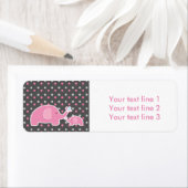 2 Olifanten Baby shower Roze moderne Adresetikette Etiket (Insitu)