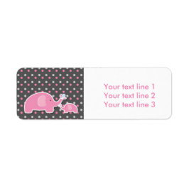 2 Olifanten Baby Shower Roze Moderne Adreslabels Etiket