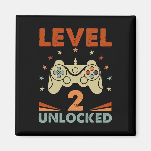 2 ontgrendelde video gamer 2e verjaardag 2 jaar ou magneet (Voorkant)