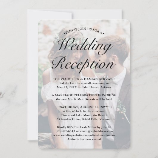 2 Ontvangst van fotoweddenschappen Alleen elegante Kaart (Voorkant)