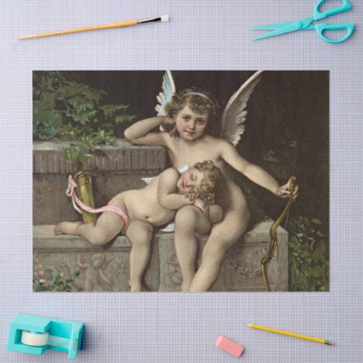 2 ook zittende retro cupids tissuepapier (Craft)
