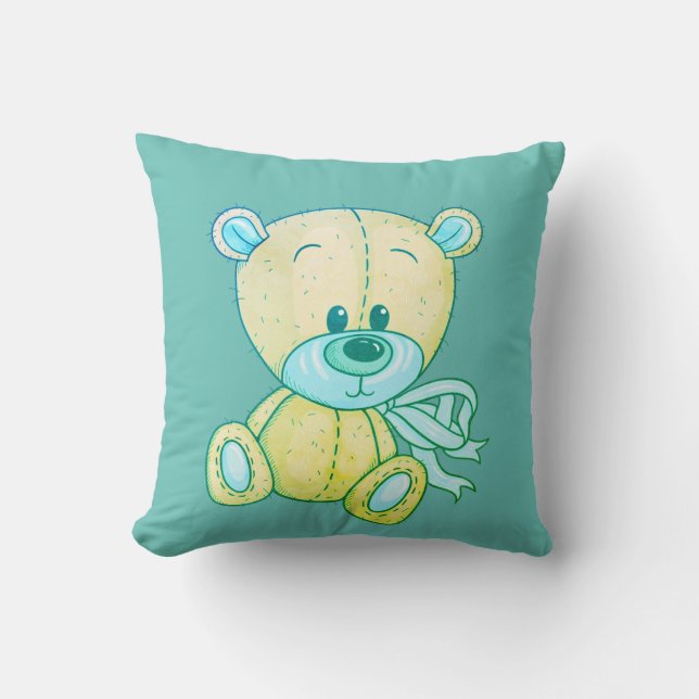 2 op 1 Sierkussen met limoengroen Teddy Bear (Voorkant)