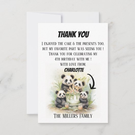 2 Ouders 2 Kinder - Waterverf Verjaardag Bedankkaart (Voorkant)