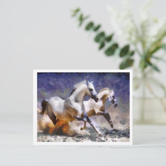 2 paarden galoping briefkaart (Staand voorkant)