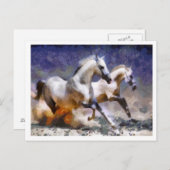 2 paarden galoping briefkaart (Voorkant / Achterkant)