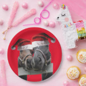 2 paarden met kerstcadeauPetten Papieren Bordje (Feest)