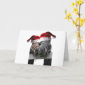2 paarden met kerstmannenhoeden kaart (Gele Bloem)