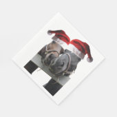 2 paarden met Santa Claus-Petten voor kerstmis Servet (Hoek)