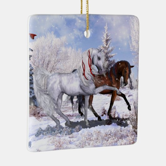 2 Paardenscènes Holiday-Ornament Keramisch Ornament (Rechts)