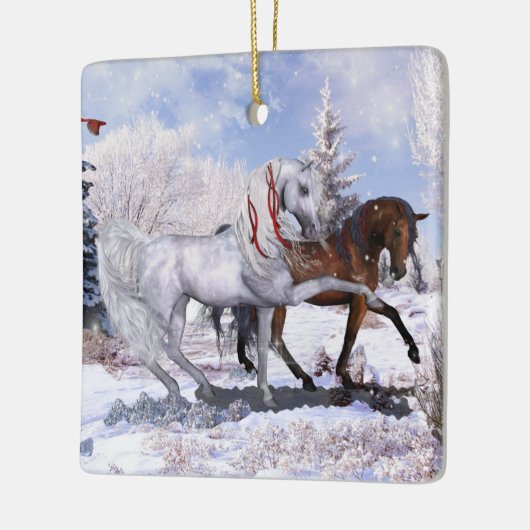 2 Paardenscènes Holiday-Ornament Keramisch Ornament (Links)