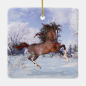 2 Paardenscènes Holiday-Ornament Keramisch Ornament (Achterkant)