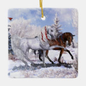 2 Paardenscènes Holiday-Ornament Keramisch Ornament (Voorkant)