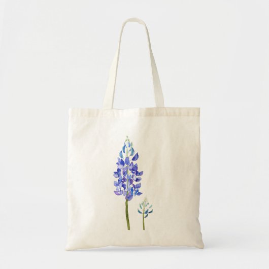2 paarse en blauwe botanische blauwe waterverf tote bag (Voorkant)