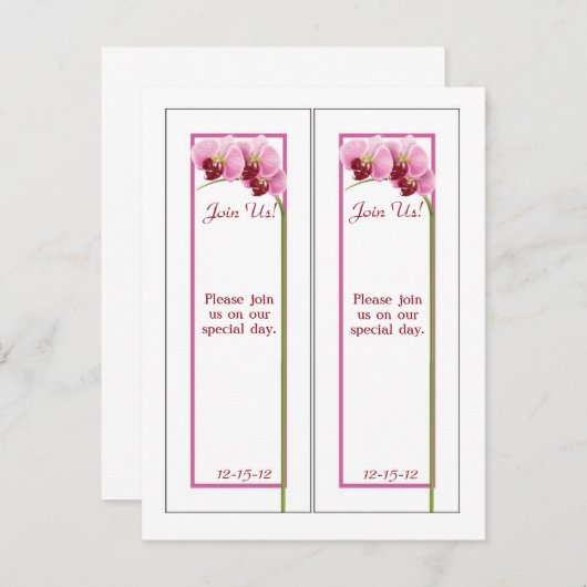 2 Paarse Orchidee Bladwijzer Save the Date Aankondigingskaart (Voorkant / Achterkant)