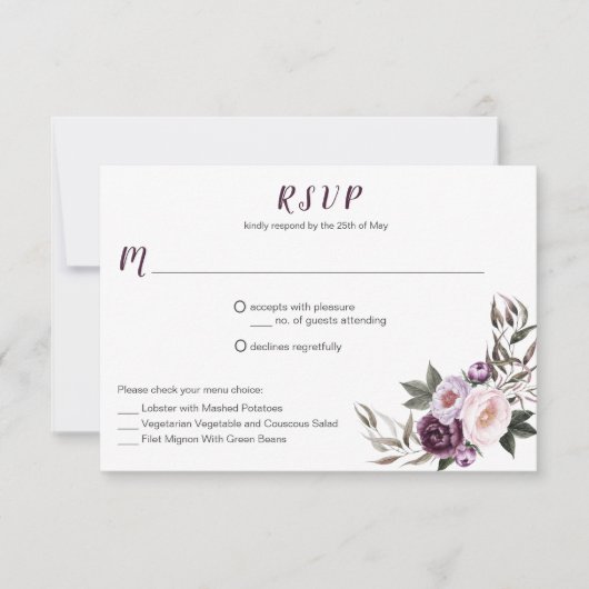 #2 Paarse Plum Pink Pioenrozen Boeket Menu Keuze (Voorkant)