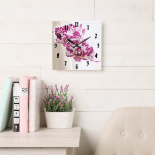 2 Paarse witte orchidee foto Ze was klaar Vierkante Klok