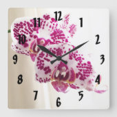 2 Paarse witte orchidee foto Ze was klaar Vierkante Klok (Voorkant)