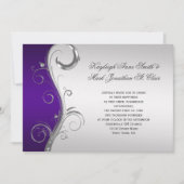 #2 Paarse Zilveren Bloemen Swirls Bruiloft Kaart (Voorkant)
