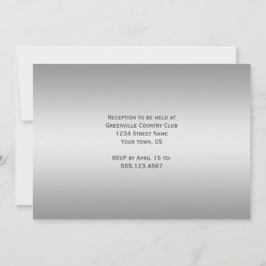 #2 Paarse Zilveren Bloemen Swirls Bruiloft Kaart (Achterkant)