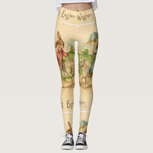 2 paasbunnies op lammeren leggings (Voorkant)
