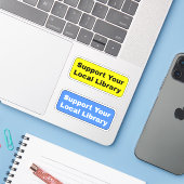 2-pack - Steun uw lokale bibliotheek Sticker (Laptop met iPhone)