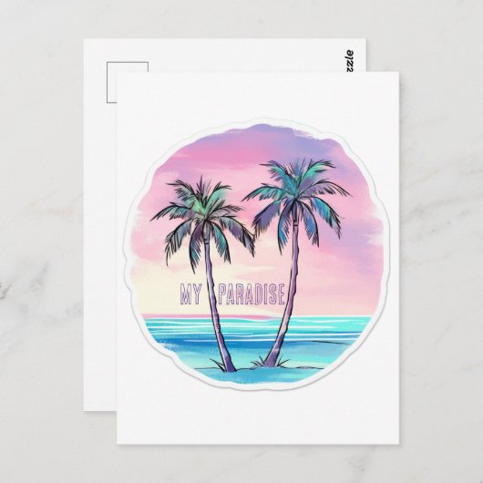 2 palmbomen briefkaart (Voorkant / Achterkant)