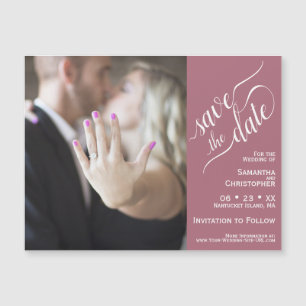 2 Pane Foto Bruiloft Save the Date Mauve Magnet