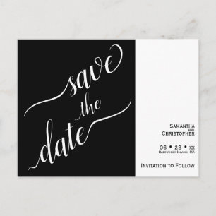 2 Pane Minimale Zwart & Wit Bruiloft Save the Date Briefkaart