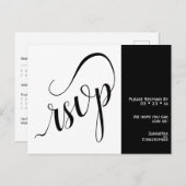 2 Pane Minimalistische Zwart & Wit Bruiloft RSVP Briefkaart (Voorkant / Achterkant)