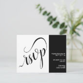 2 Pane Minimalistische Zwart & Wit Bruiloft RSVP Briefkaart (Staand voorkant)