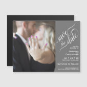 2 Pane Photo Weddenschap Save the Date Grey Magnet (Voorkant / Achterkant)