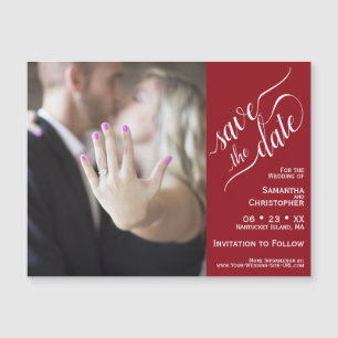 2 Pane Photo Weddenschap Save the Date Red Magnet