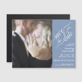 2 Pane Photo Wedding Save the Date Blue Magnet (Voorkant / Achterkant)
