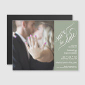 2 Pane Photo Wedding Save the Date Sage Magneet (Voorkant / Achterkant)