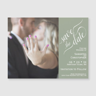 2 Pane Photo Wedding Save the Date Sage Magneet